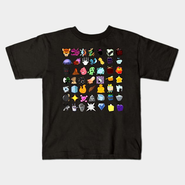 230 Devil Fruit Devils Fruit Of Blox Fruit T- Kids T-Shirt by Ro Go Dan